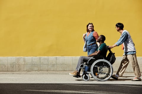 Inclusive group of friends outdoors